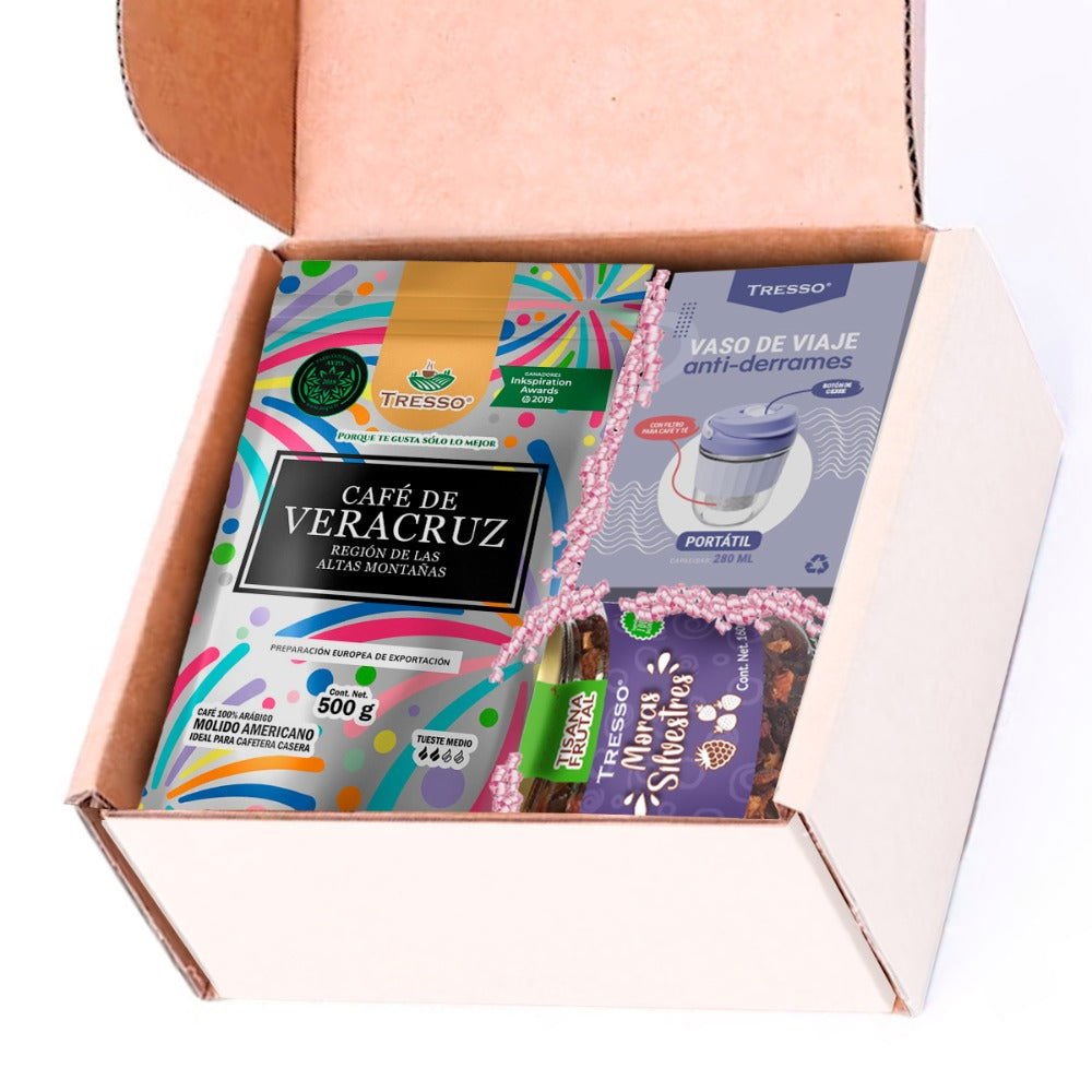 Kit Café y Té con vaso lavanda antiderrames - TRESSO®