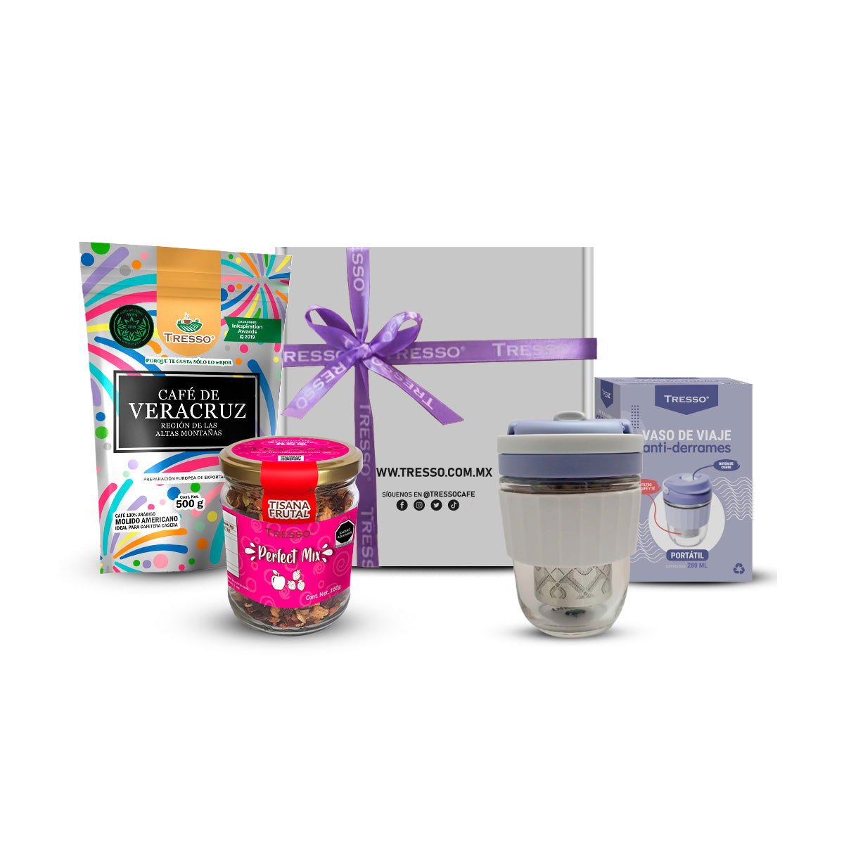 Kit Café y Té con vaso lavanda antiderrames - TRESSO®