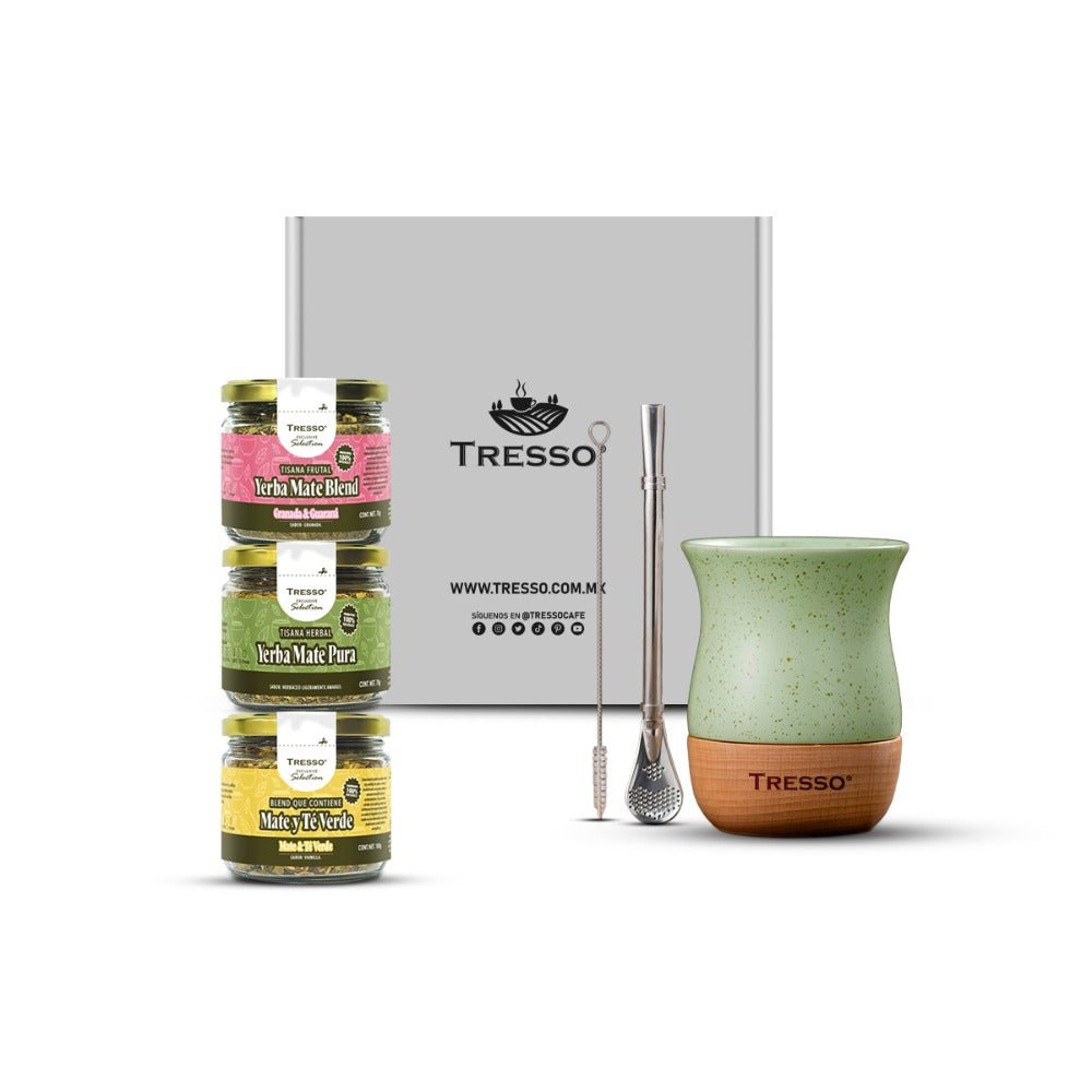 Kit con vaso + 3 tisanas yerba mate - TRESSO®