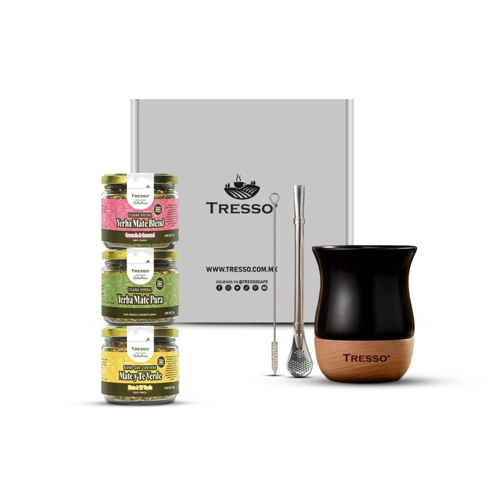 Kit con vaso + 3 tisanas yerba mate - TRESSO®