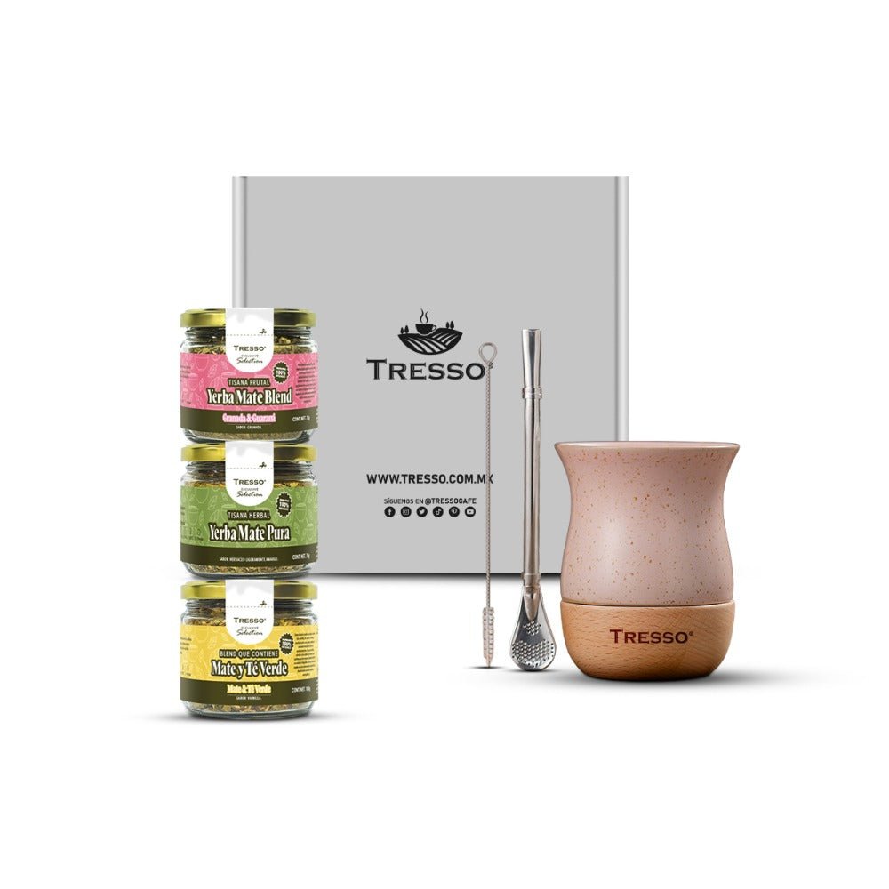 Kit con vaso + 3 tisanas yerba mate - TRESSO®