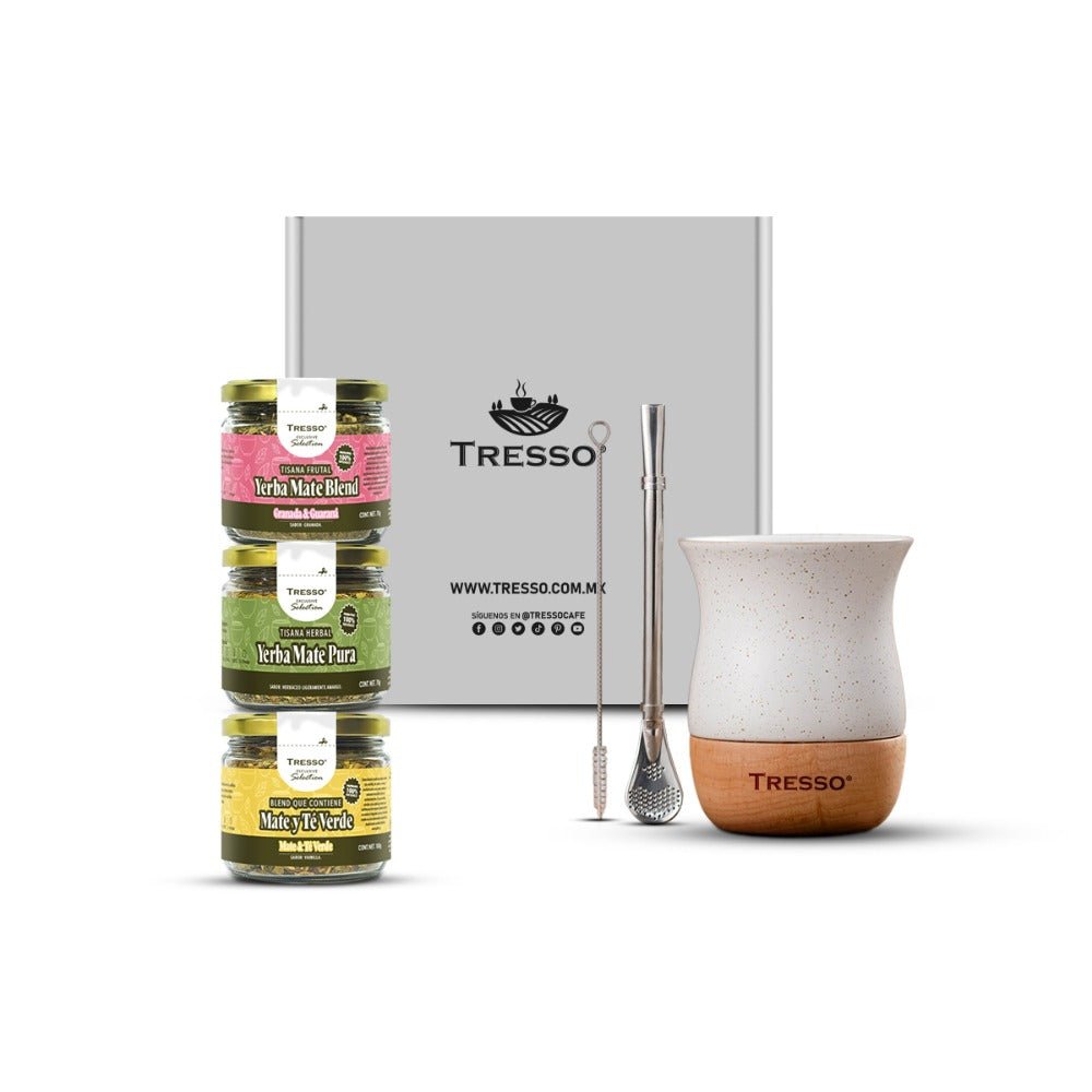 Kit con vaso + 3 tisanas yerba mate - TRESSO®
