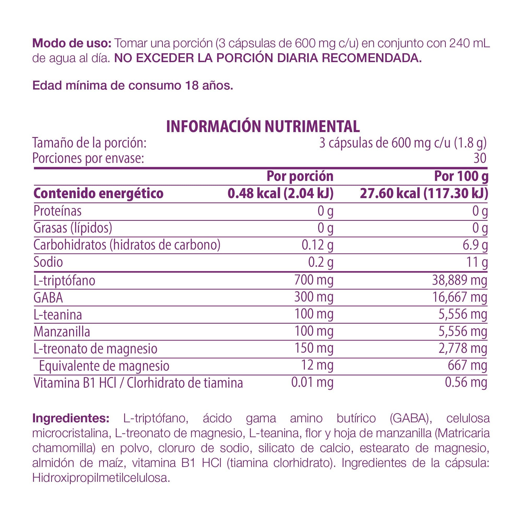 Mꝏn Blend | Triptófano, GABA,L-Teanina, Manzanilla, L-Treonato de Magnesio | 90 Cápsulas - TRESSO®