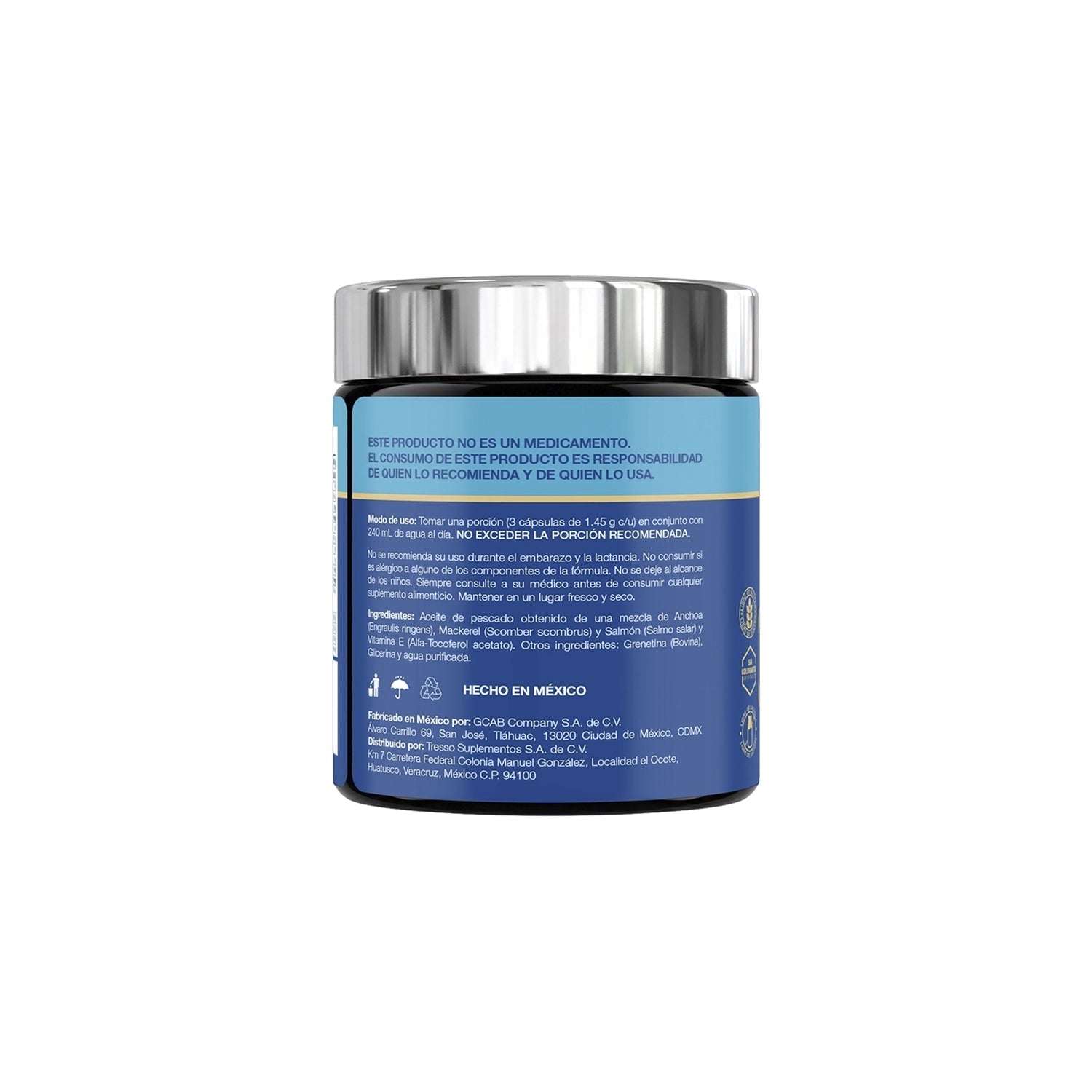 Omega-3 Concentración 3,000 mg de Salmón Salvaje, Anchoa y Mackerel - 90 Cápsulas (Exclusivo CDMX) - TRESSO®