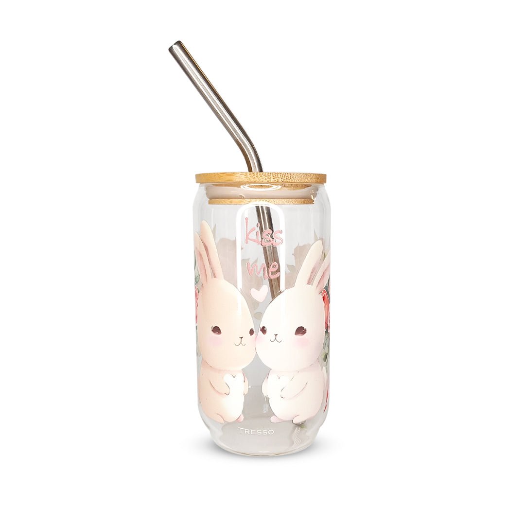 Pack 4 vasos de cristal sublimados diferentes diseños 320ml con popote - TRESSO®