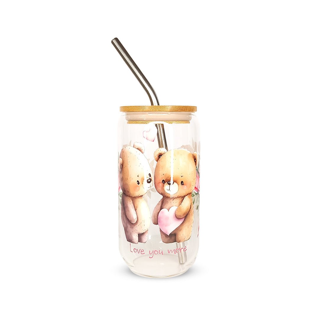 Pack 4 vasos de cristal sublimados diferentes diseños 320ml con popote - TRESSO®