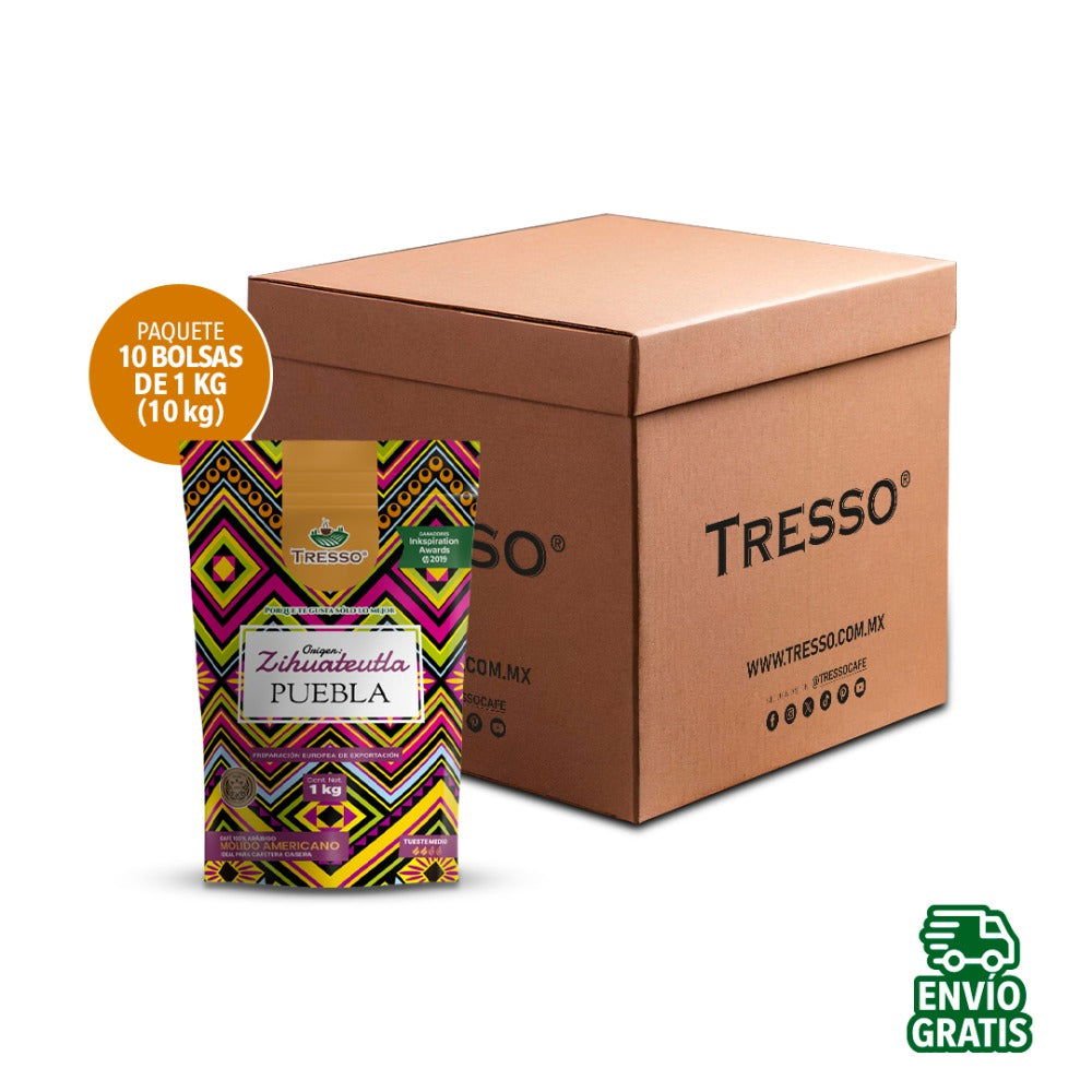 Paquete 10 Bolsas de 1 kg Café de la Sierra Norte de Puebla - TRESSO®