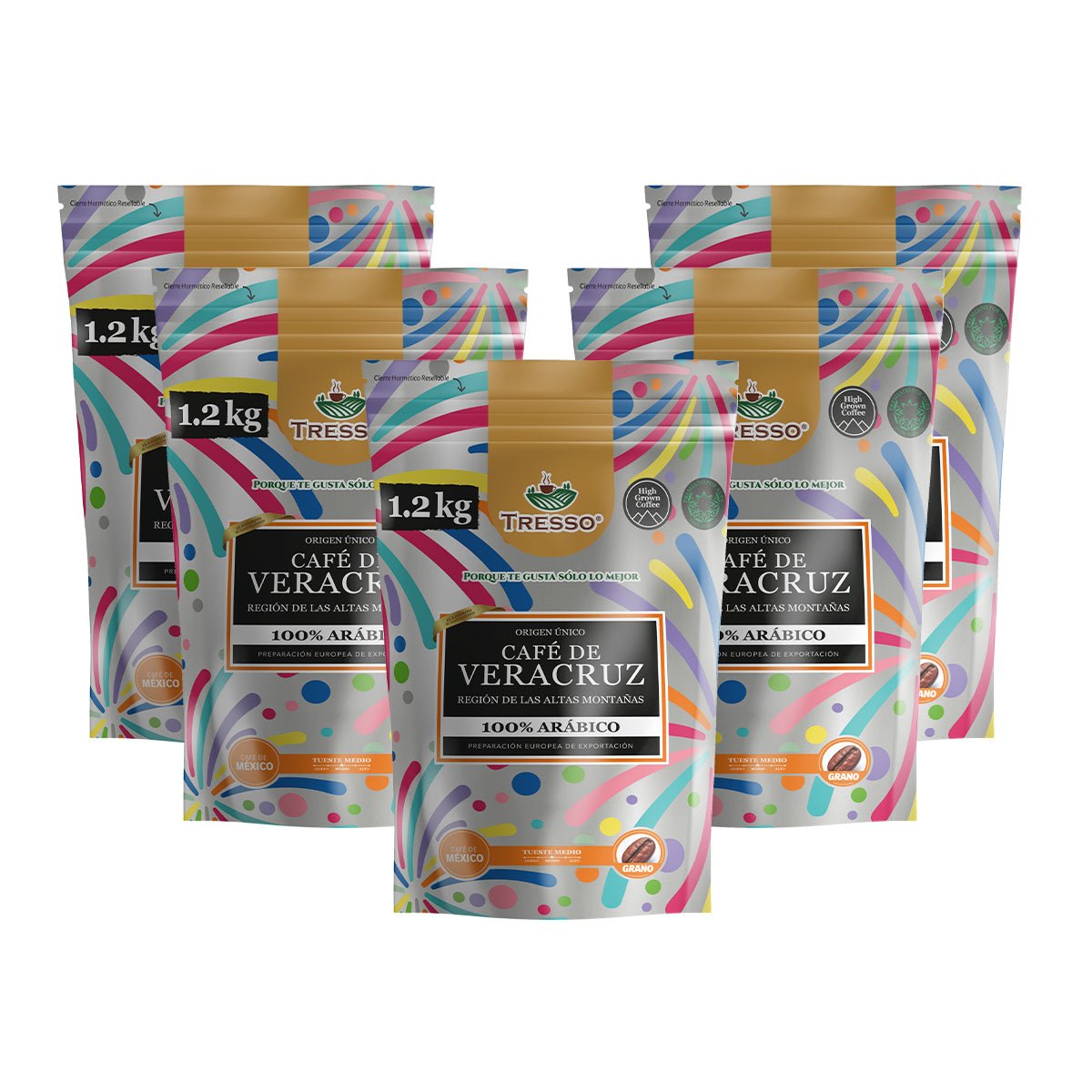 Paquete 5 Bolsas Café de Veracruz Región Altas Montañas 1kg -1.2 Kg (Exclusivo CDMX) - TRESSO®