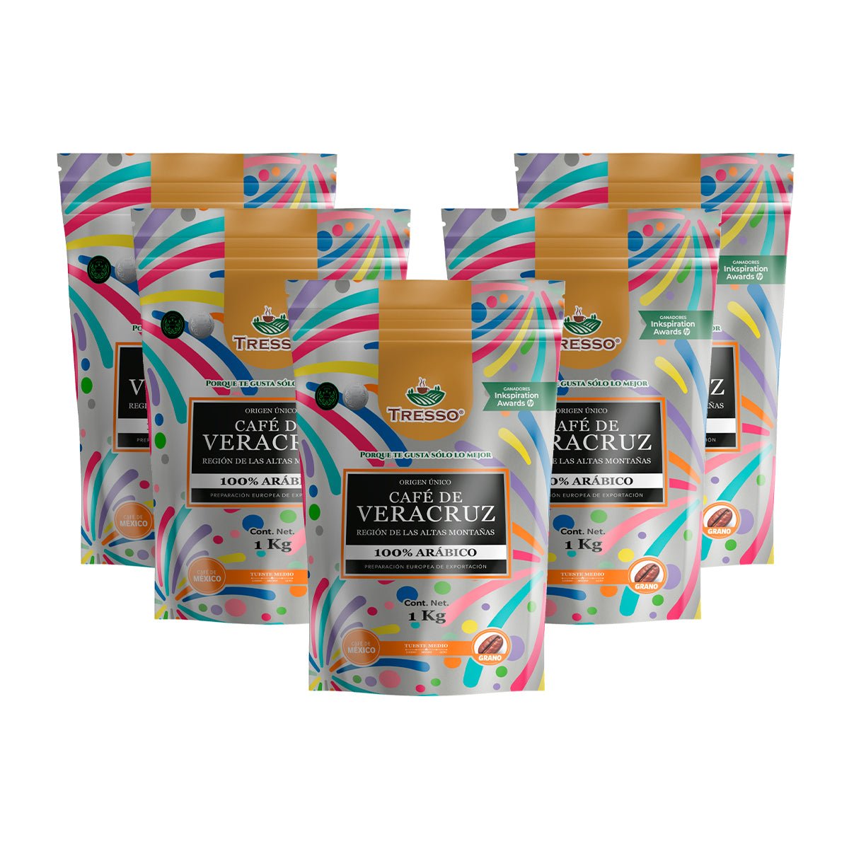 Paquete 5 Bolsas Café de Veracruz Región Altas Montañas 1kg -1.2 Kg (Exclusivo CDMX) - TRESSO®