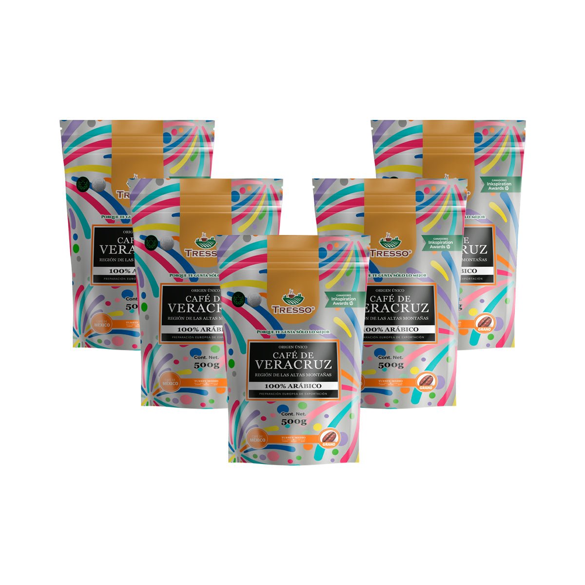 Paquete 5 Bolsas Café de Veracruz Región Altas Montañas 500g (Exclusivo CDMX) - TRESSO®