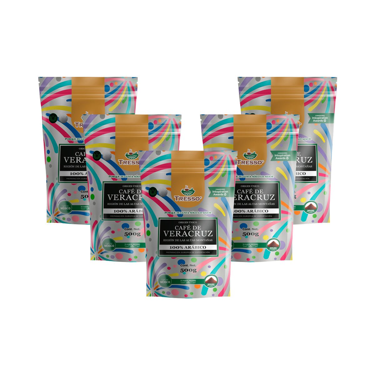 Paquete 5 Bolsas Café de Veracruz Región Altas Montañas 500g (Exclusivo CDMX) - TRESSO®