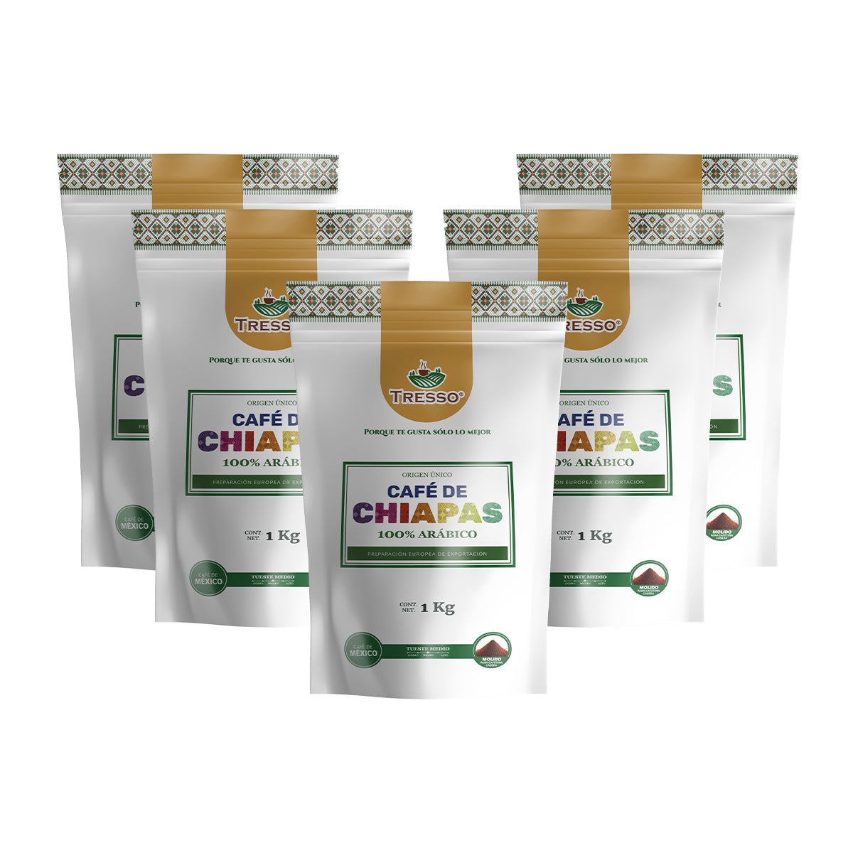 Paquete 5 Bolsas de 1 kg Café de Chiapas (Exclusivo CDMX) - TRESSO®