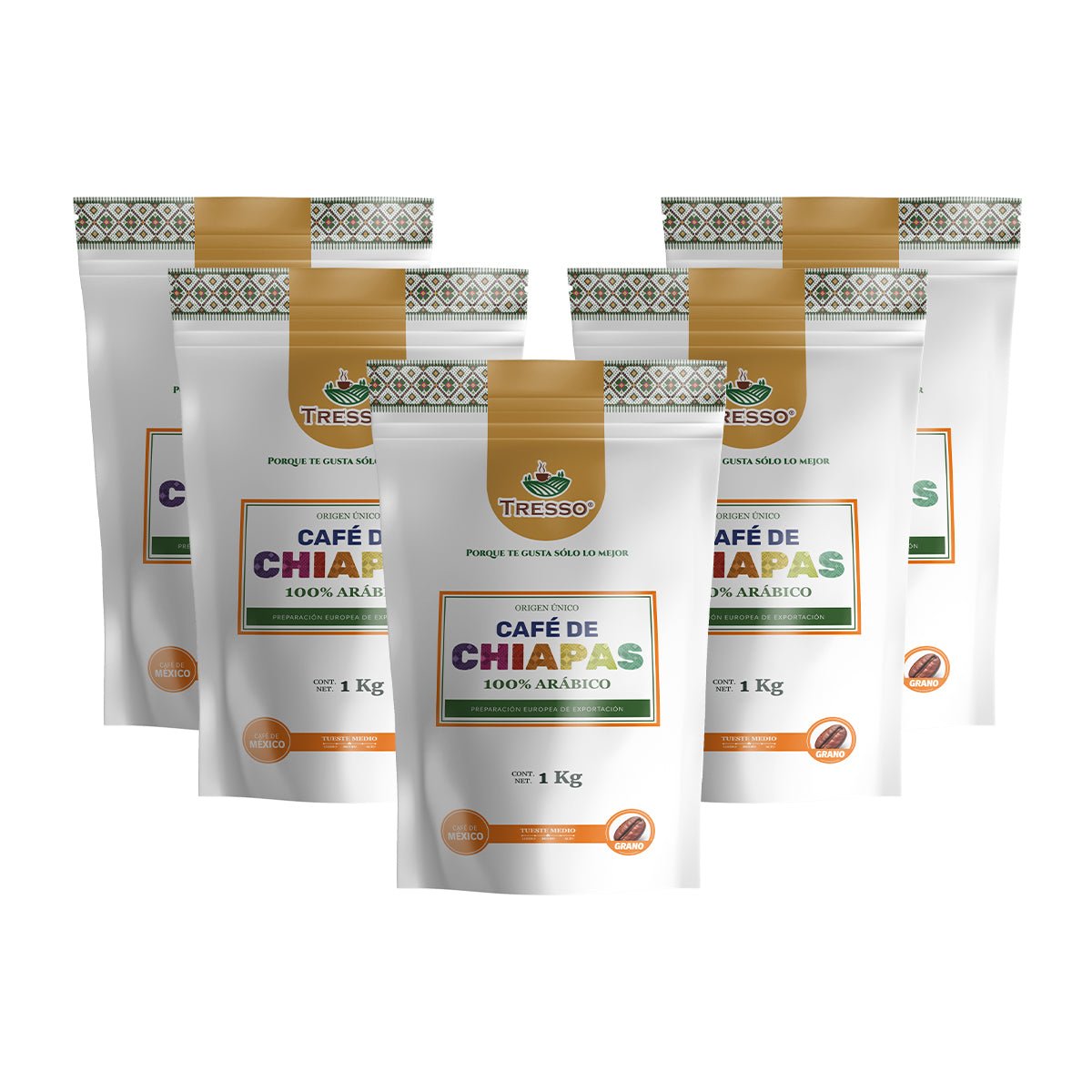 Paquete 5 Bolsas de 1 kg Café de Chiapas (Exclusivo CDMX) - TRESSO®