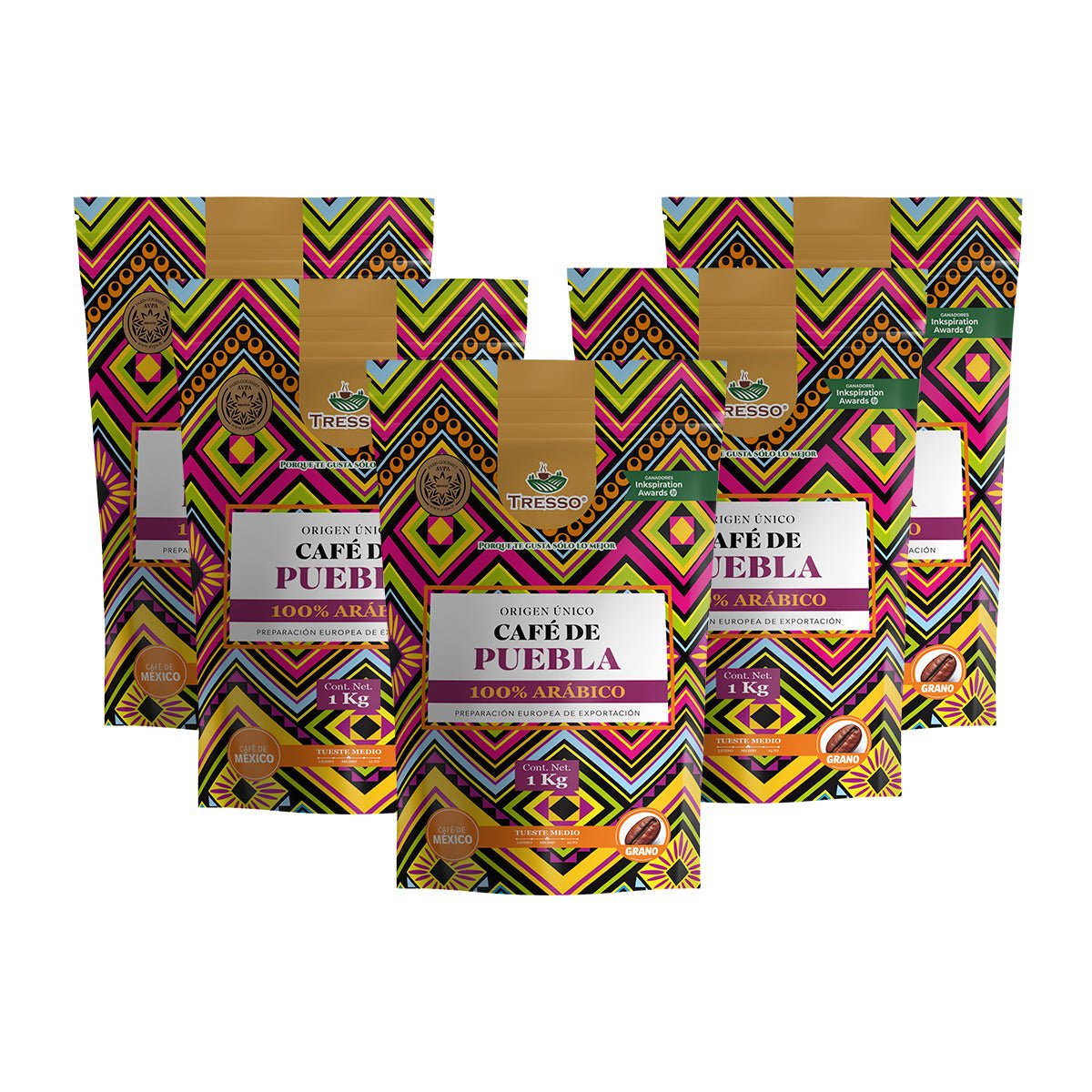 Paquete 5 Bolsas de 1 kg Café de la Sierra Norte de Puebla (Exclusivo CDMX) - TRESSO®
