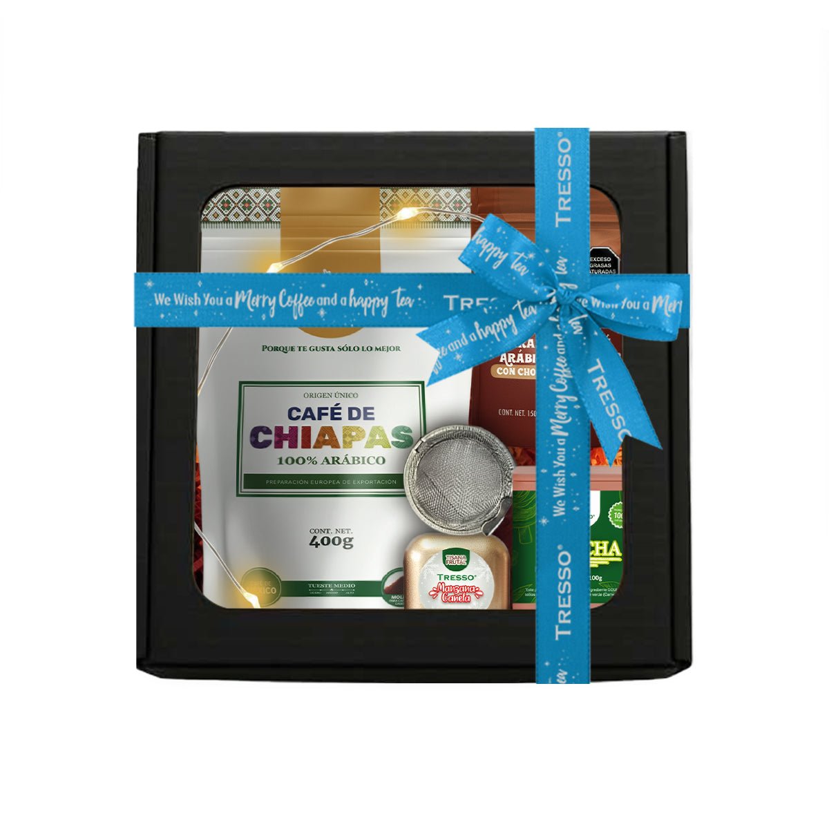 Regalo de café y té + granos con chocolate con luces led - TRESSO®