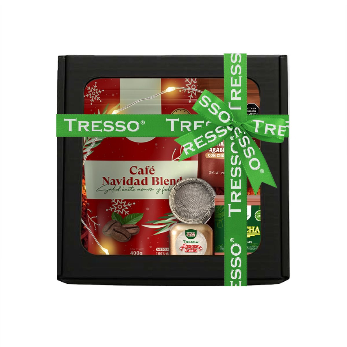 Regalo de café y té + granos con chocolate con luces led - TRESSO®