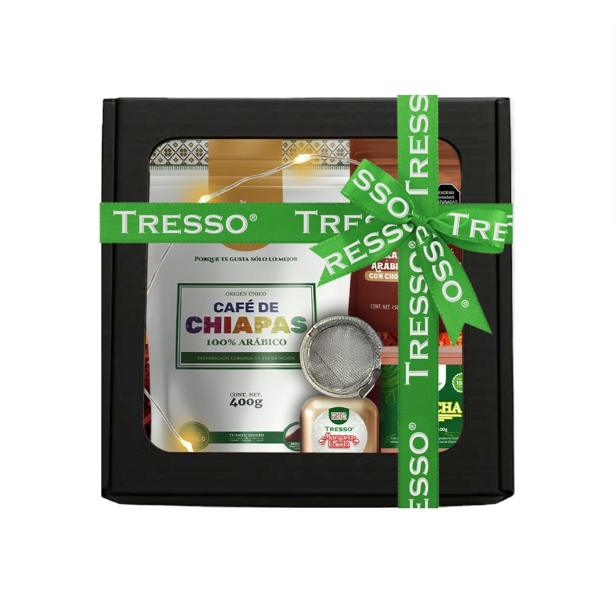 Regalo de café y té + granos con chocolate con luces led - TRESSO®