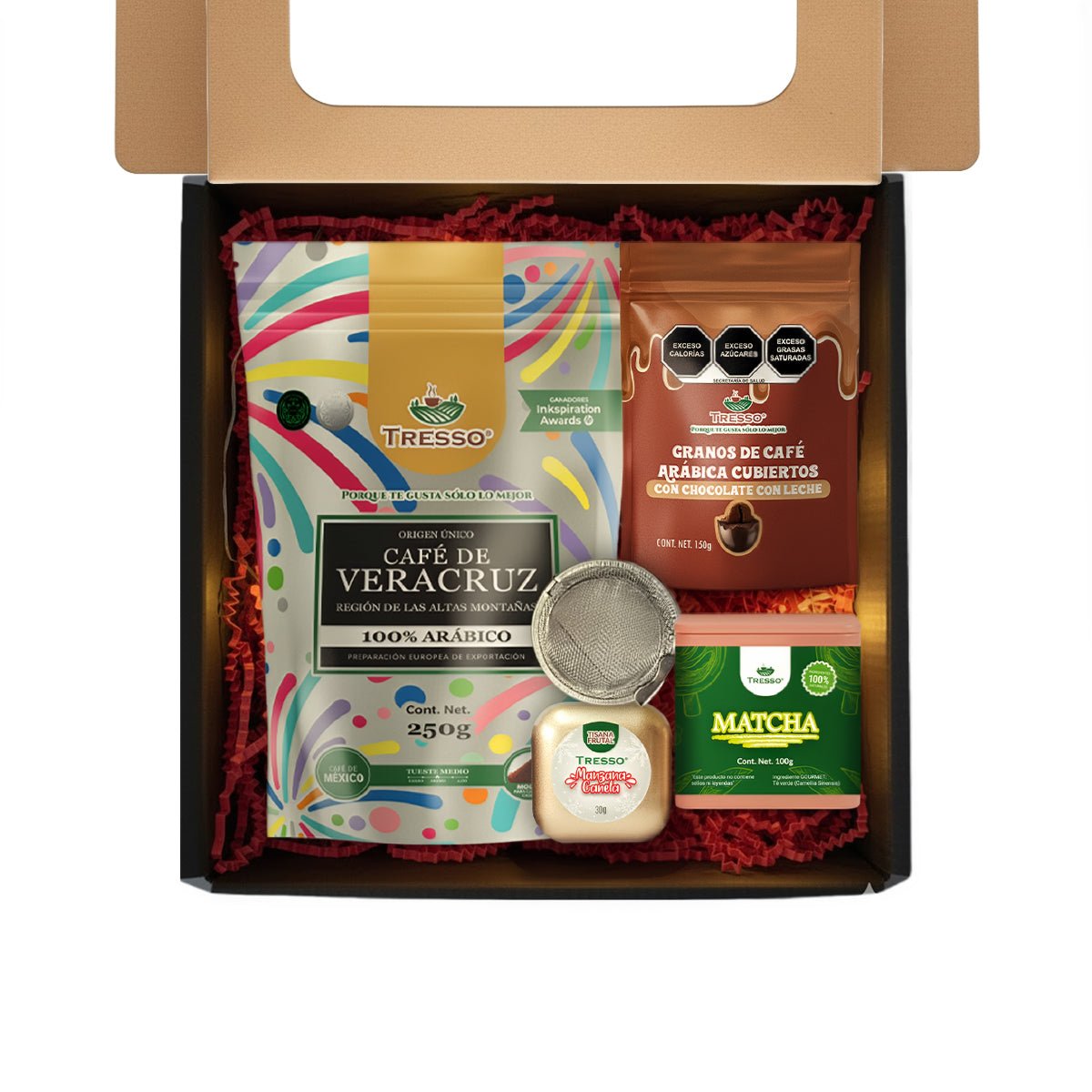 Regalo de café y té + granos con chocolate con luces led - TRESSO®