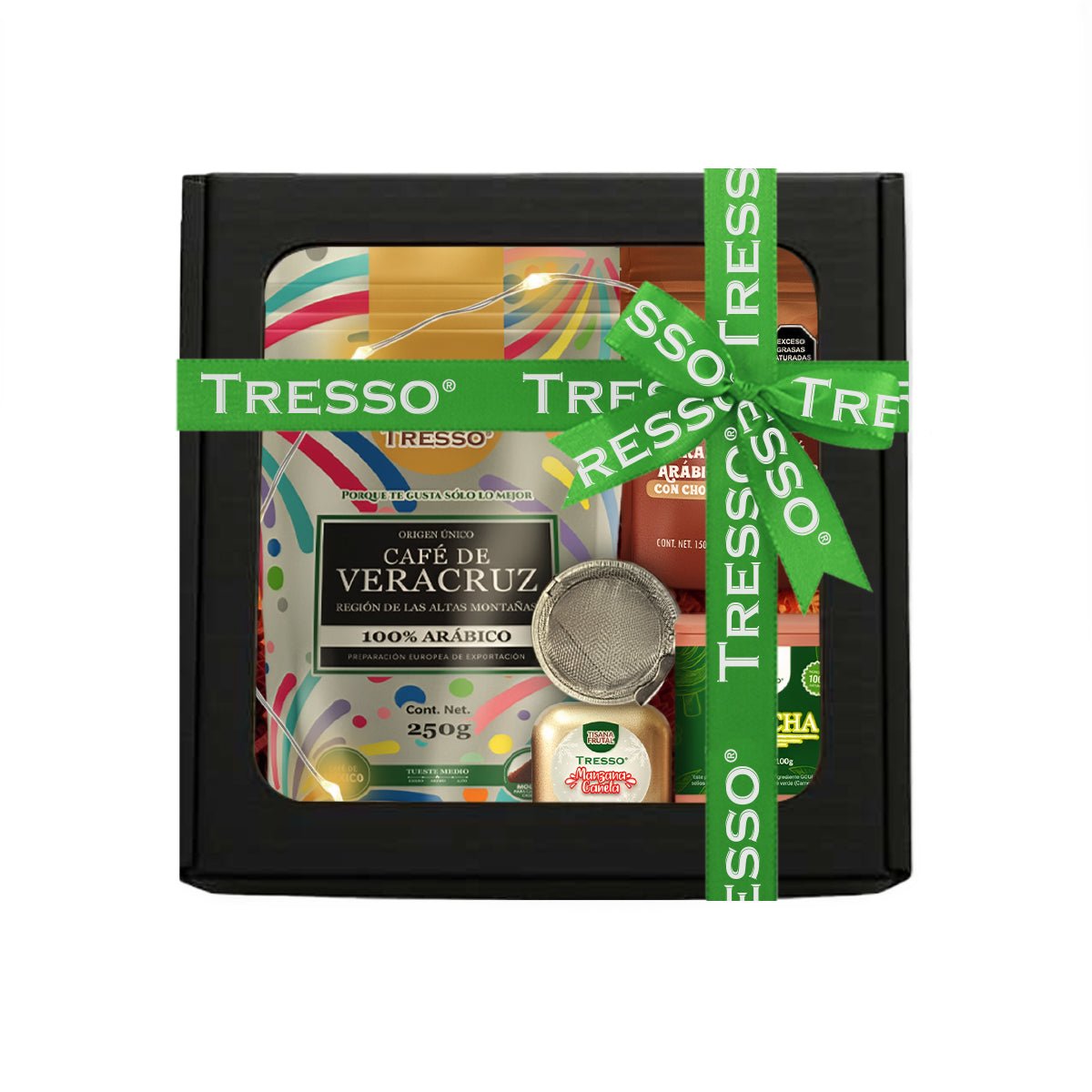 Regalo de café y té + granos con chocolate con luces led - TRESSO®