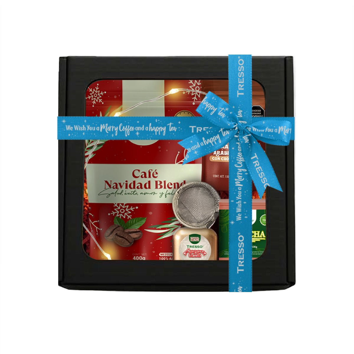 Regalo de café y té + granos con chocolate con luces led - TRESSO®