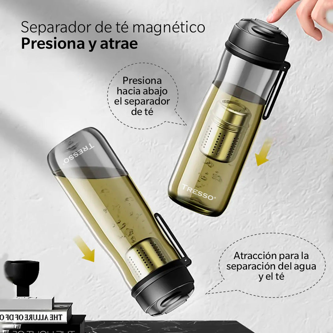 Botella de plástico libre de BPA con filtro magnético para té