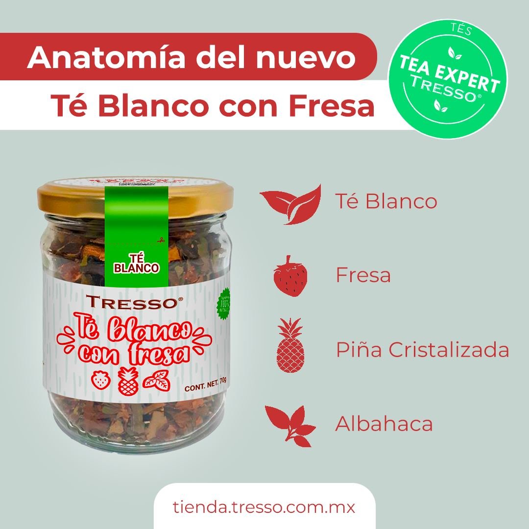 Té Blanco con Fresa 10g-70g - TRESSO®