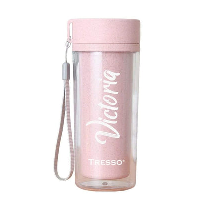 Botella Biodegradable de Fibra de Trigo 300 ml Accesorios TRESSO® Rosa Vertical SI