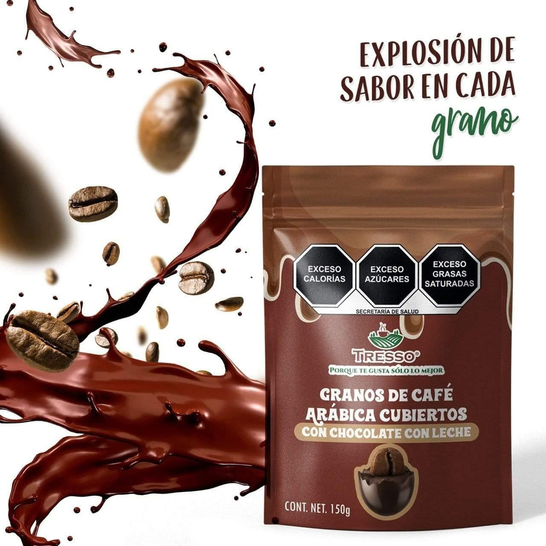 Café + Chocolate (granos de café arábica cubiertos con chocolate con leche) TRESSO® 