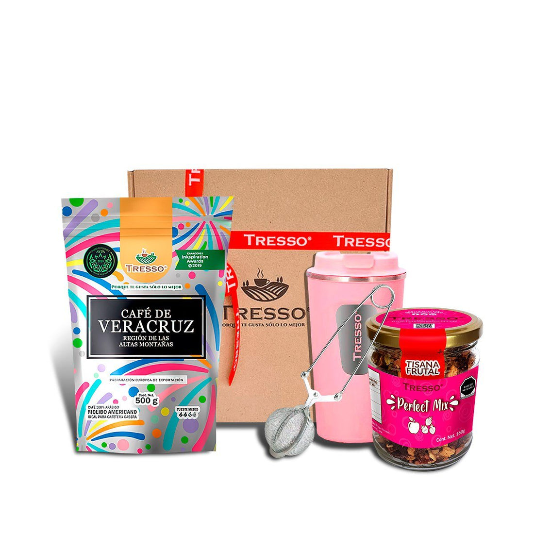 Paquete especial Regalos TRESSO® Rosa Molido para cafetera casera 