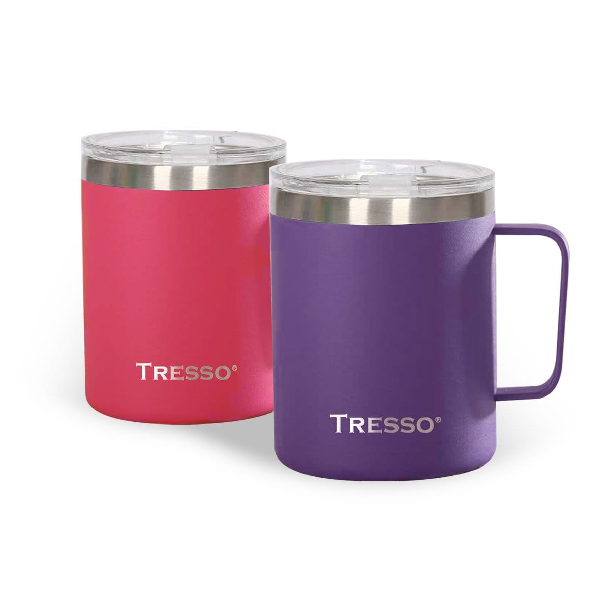 Set de 2 Tazas de Acero Inoxidable con Tapa Accesorios Café TRESSO® 