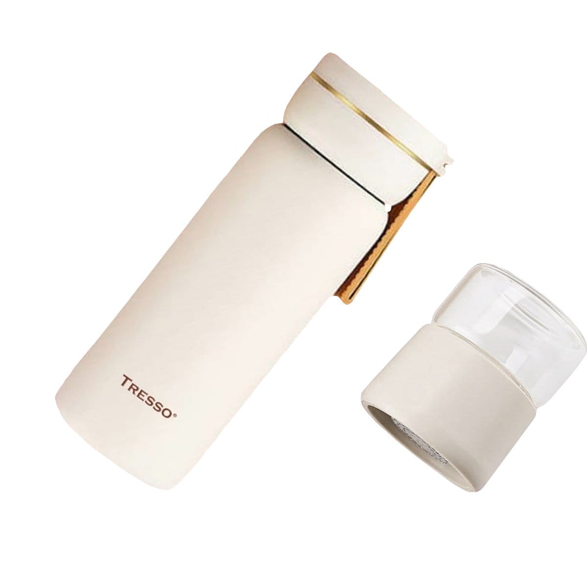 Stainless Steel Flask with Tea Infuser 13.5 oz TRESSO® White 