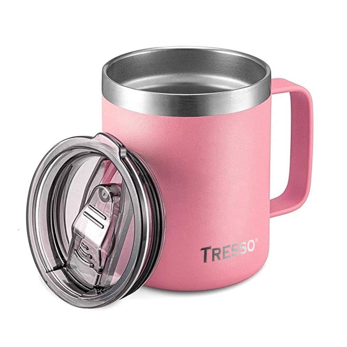 Taza de Acero Inoxidable con Tapa 350ml Accesorios Café TRESSO® Rosa NO Grande