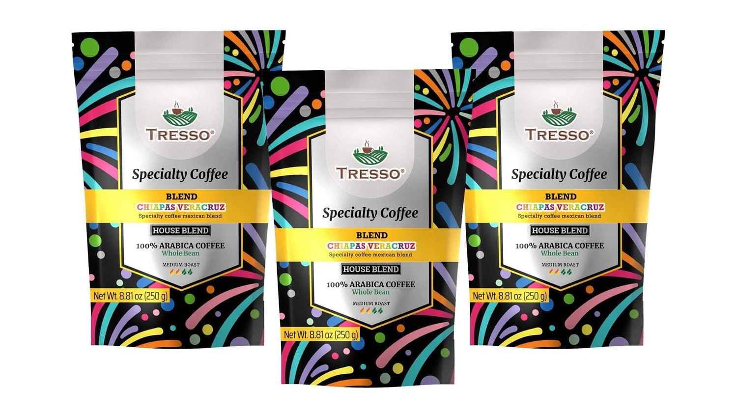 &quot;TRESSO Specialty Coffee Mexican Blend, Medium Roast, American Grind, 8.81Oz (3 Pack)&quot; TRESSO® Whole bean 
