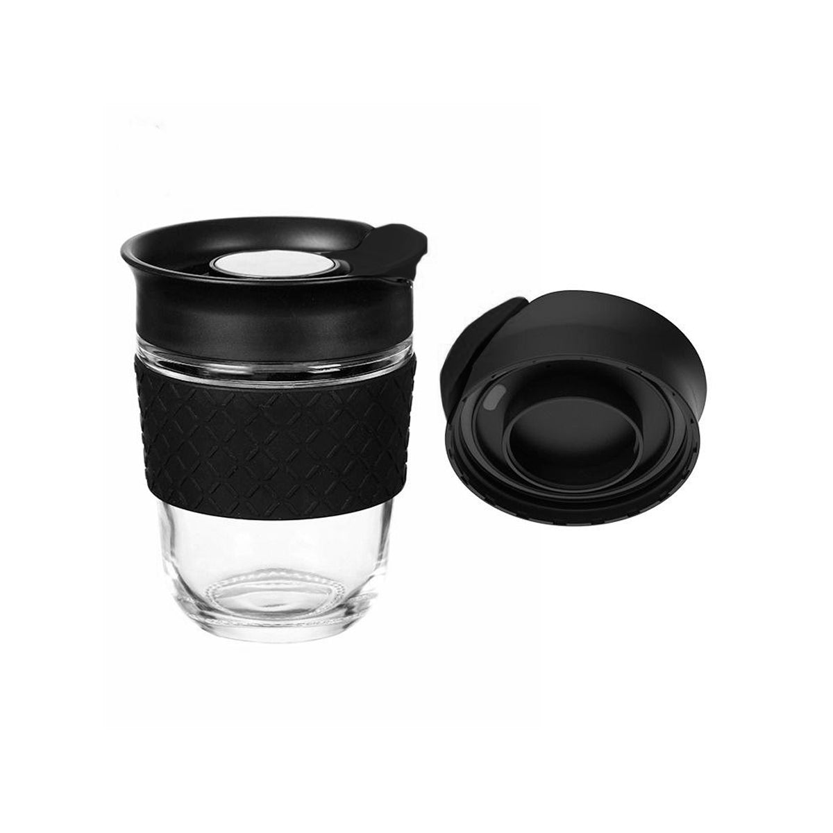 Vaso de vidrio con infusor para preparar café y té TRESSO® Negro 